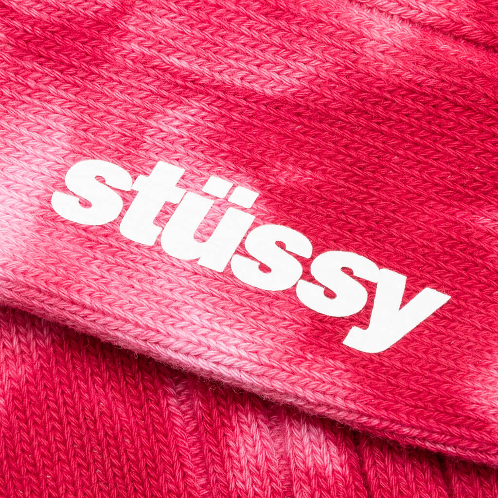 Dyed Ribbed Crew Socks - Red