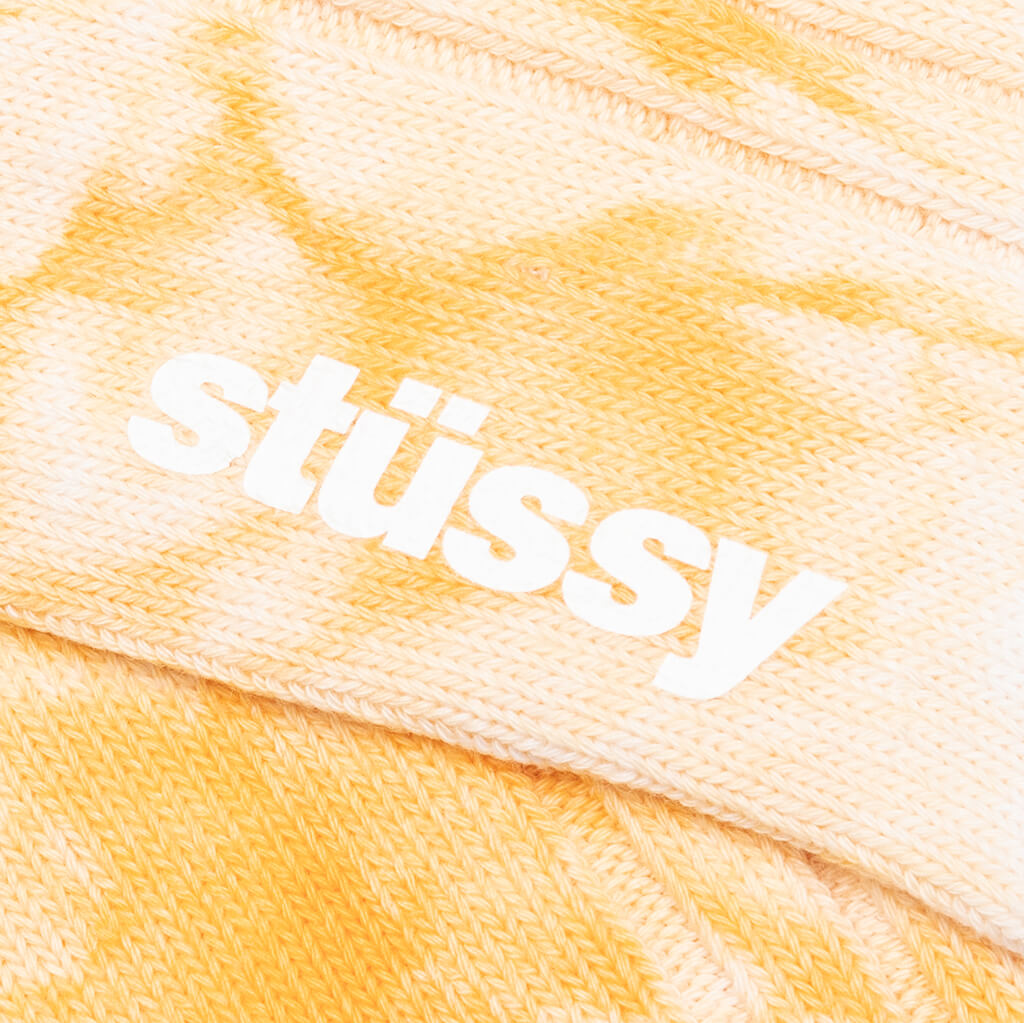 Dyed Ribbed Crew Socks - Yellow