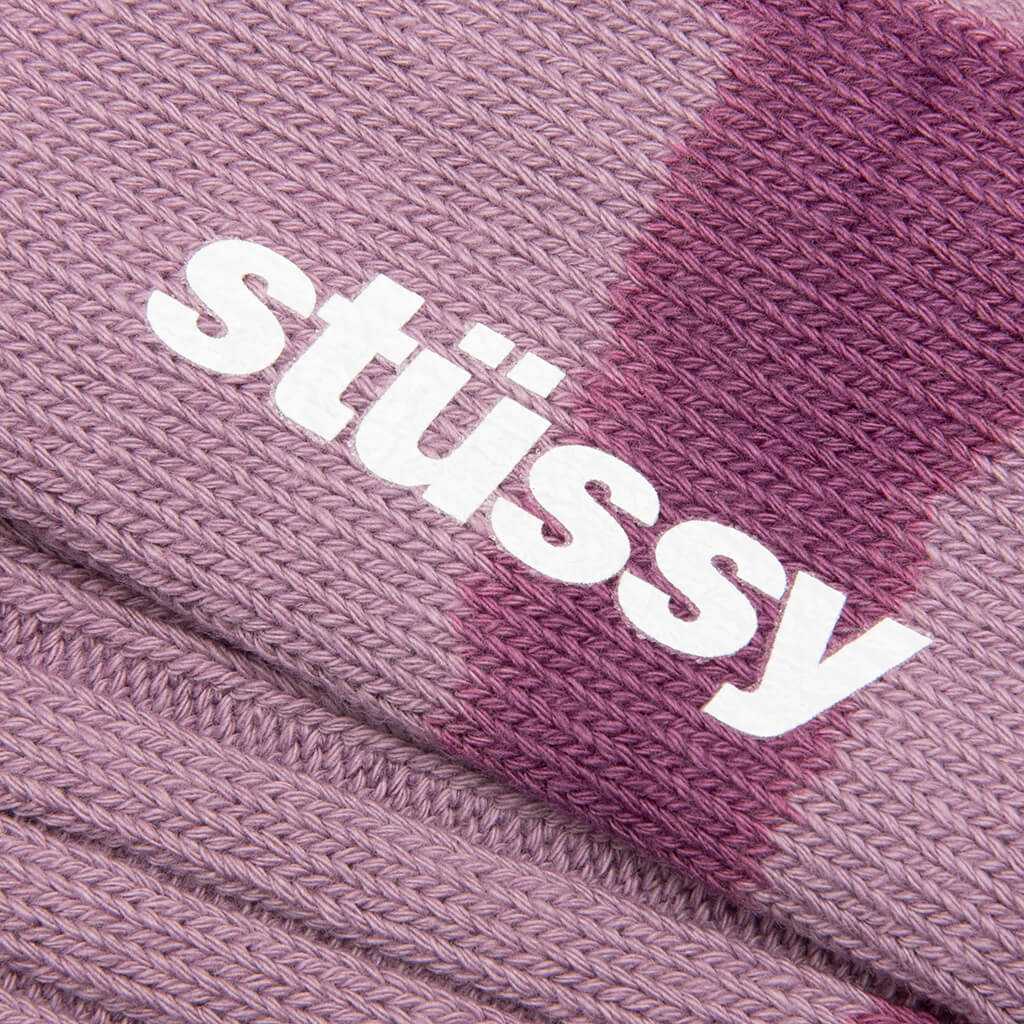 Dyed Stripe Ribbed Crew Socks - Lavender