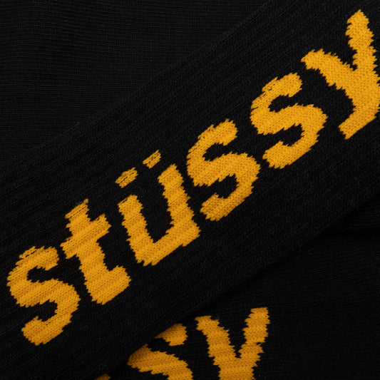 Helvetica Crew Socks - Black/Yellow