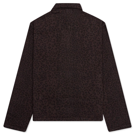 Leopard Mesh Zip Jacket - Brown
