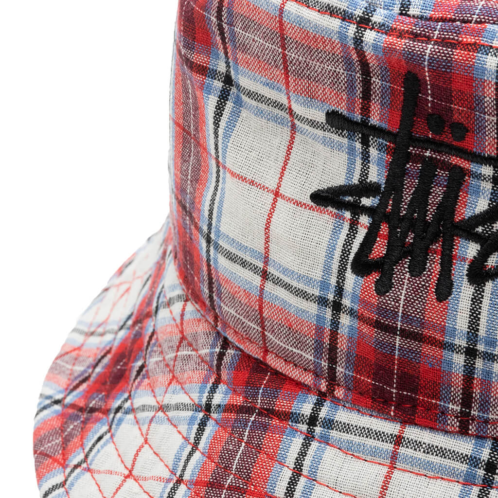 Madras Plaid Big Logo Bucket - Red