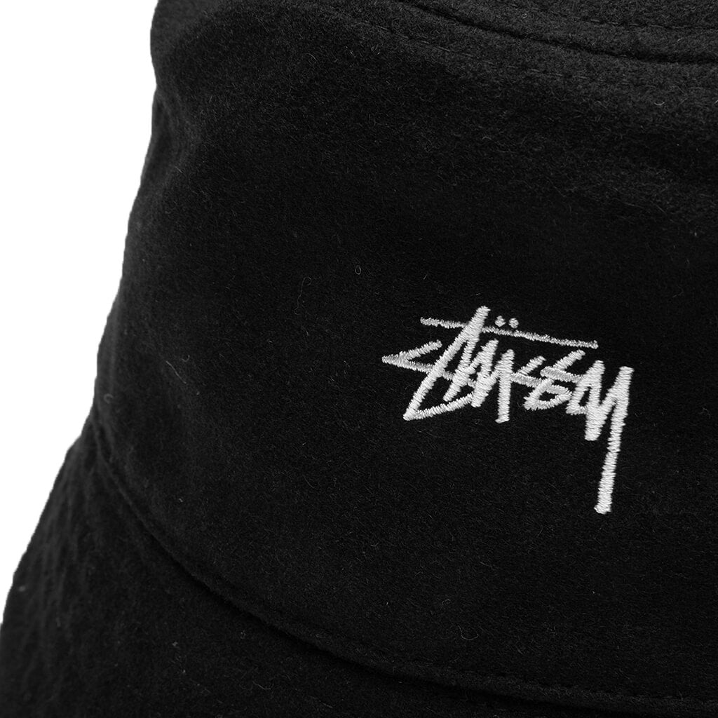 Melton Wool Deep Bucket Hat - Black