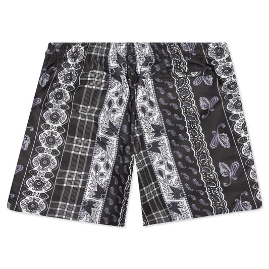 Paisley Plaid Water Short - Black