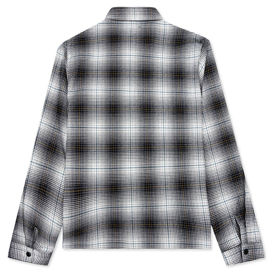 Paul Shadow Plaid Zip Shirt - Black