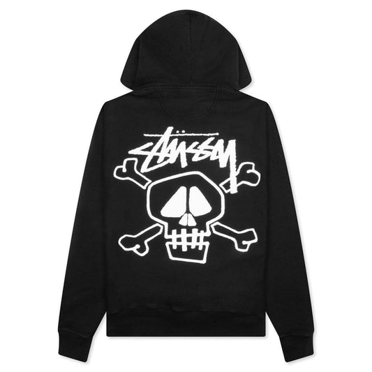 Skull & Bones Pigment Dyed Hoodie - Black