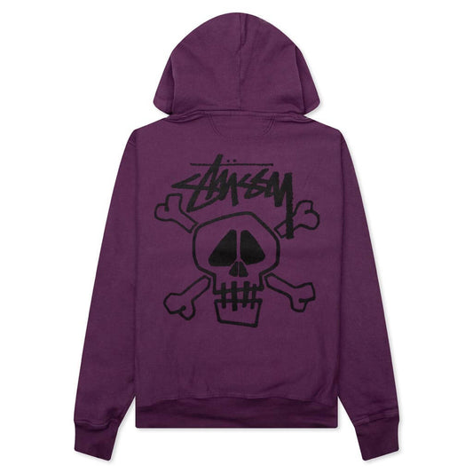 Skull & Bones Pigment Dyed Hoodie - Purple