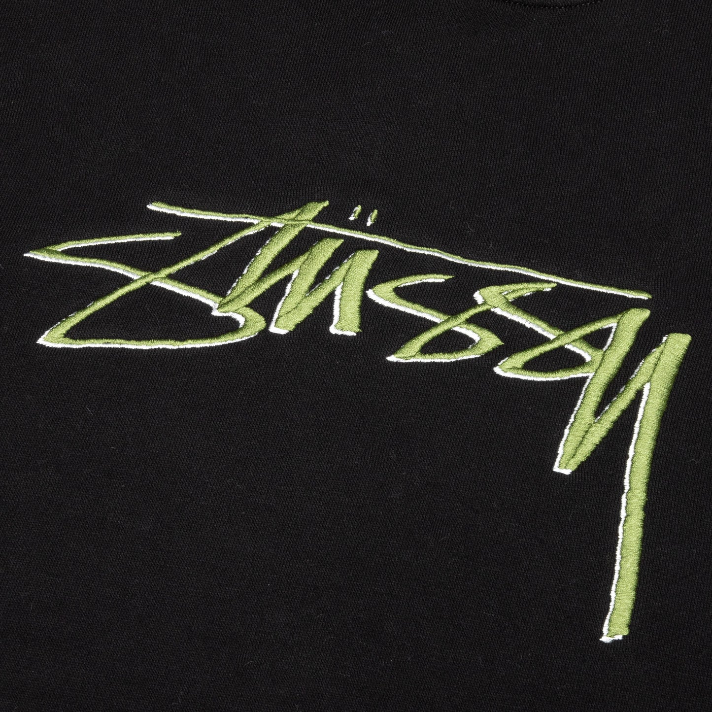 Smooth Stock Embroidered Crew - Black