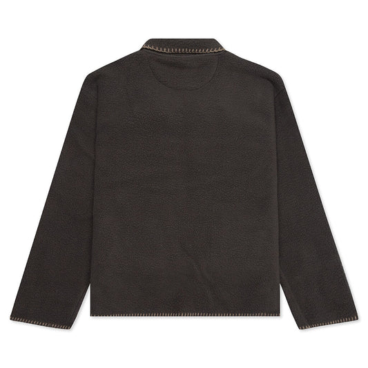 Woodsy Blanket Stitch Fleece - Charcoal