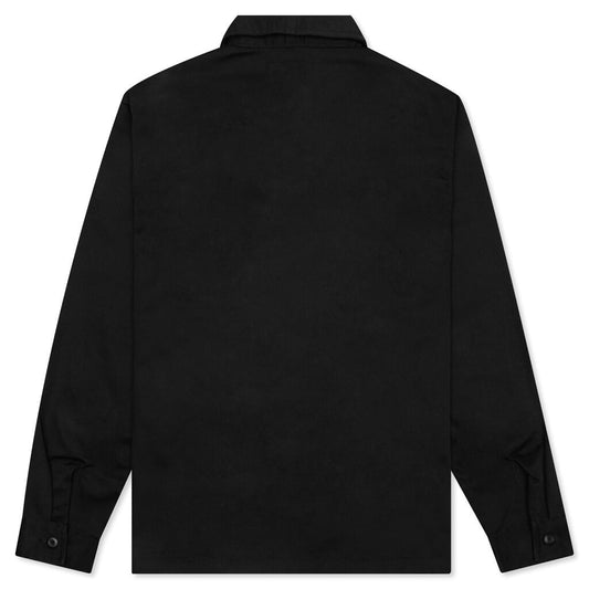 Zip Up Work L/S Shirt - Black