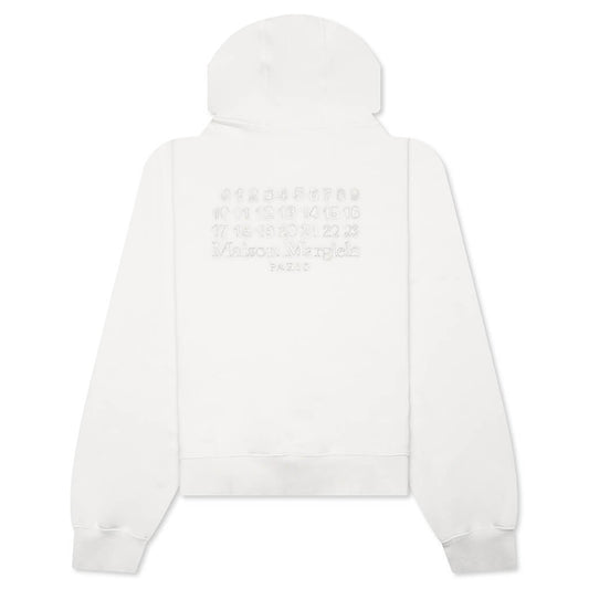 Reverse Applicated Stitch Logo Zipped Hoodie - Ecru