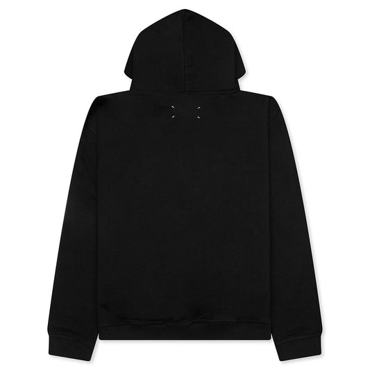 Upside Down Logo Hoodie - Black/White Embroidery