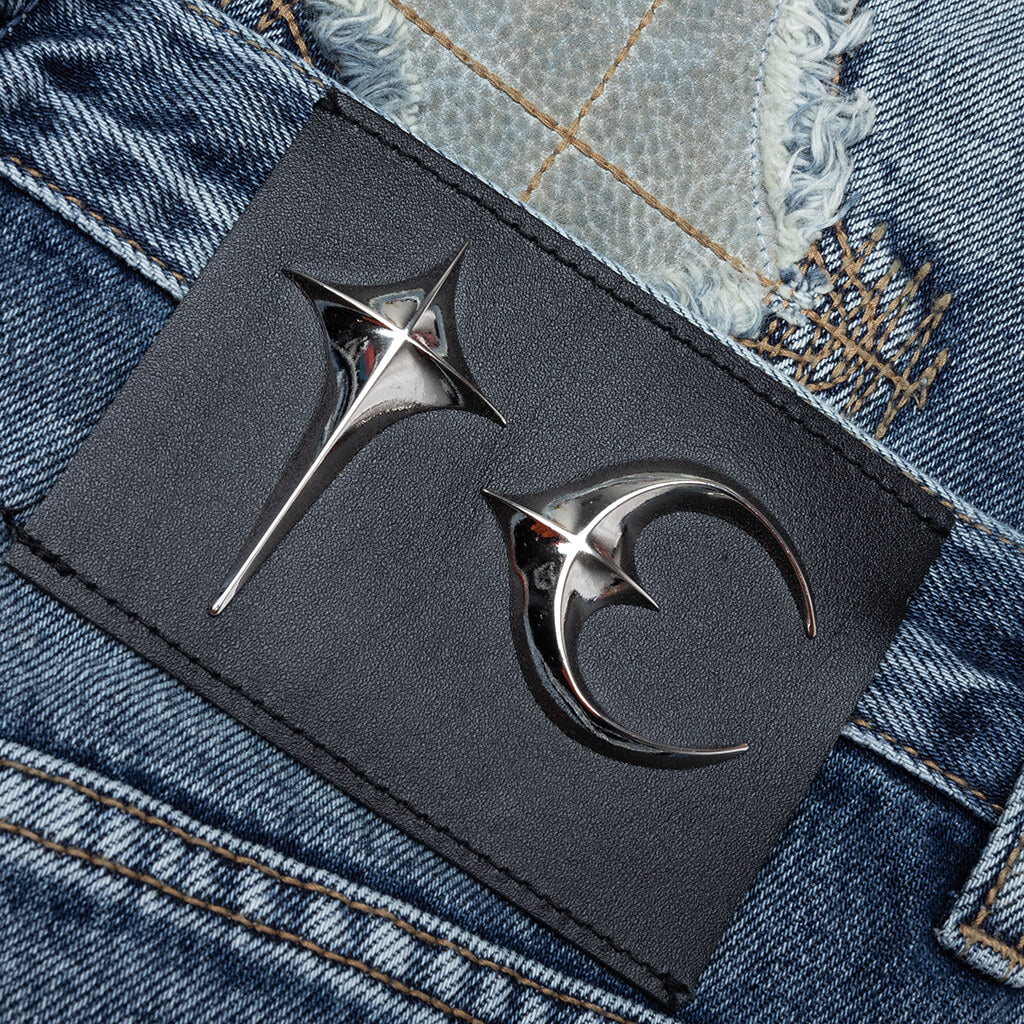 Bone Leather Denim Pants - Blue