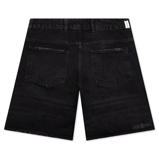Tailored Denim Shorts - Black