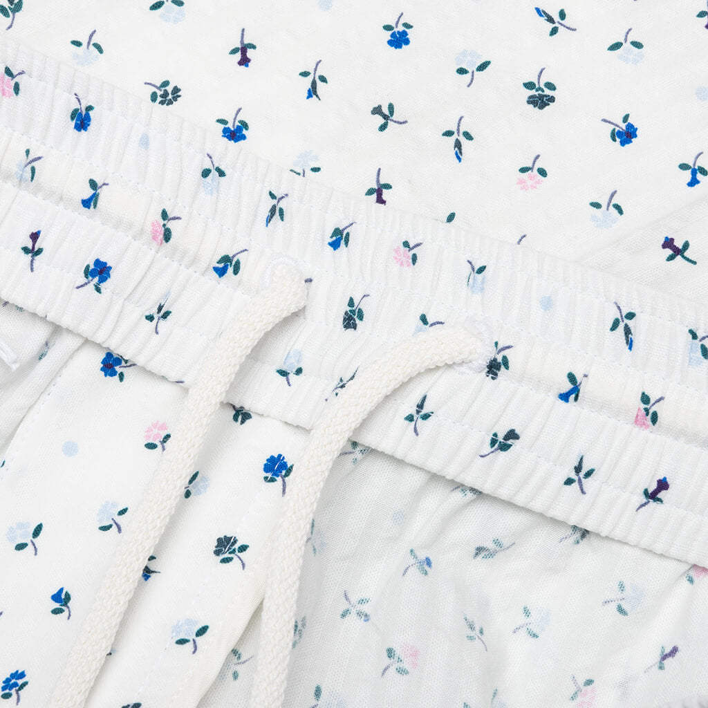 Printed Seersucker Cotton Bermuda Shorts - Cream/Green
