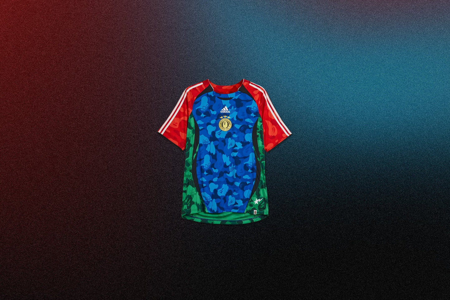 adidas Originals x BAPE Teamgeist Hockey Tee - Blue/Red/Green