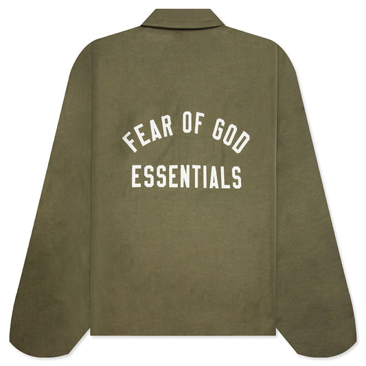 Textured Nylon Trucker Jacket - Military