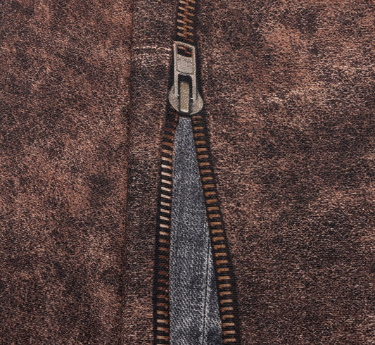 Regular Fit Trompe-l’oeil Printed Jeans - Blue/Brown