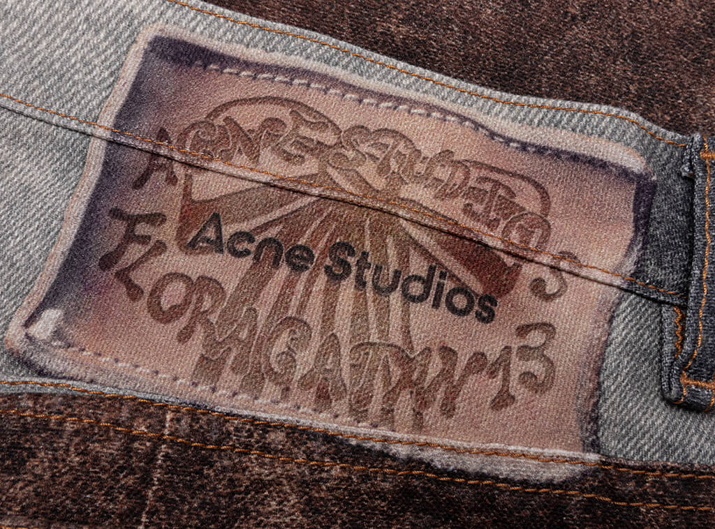 Regular Fit Trompe-l’oeil Printed Jeans - Blue/Brown