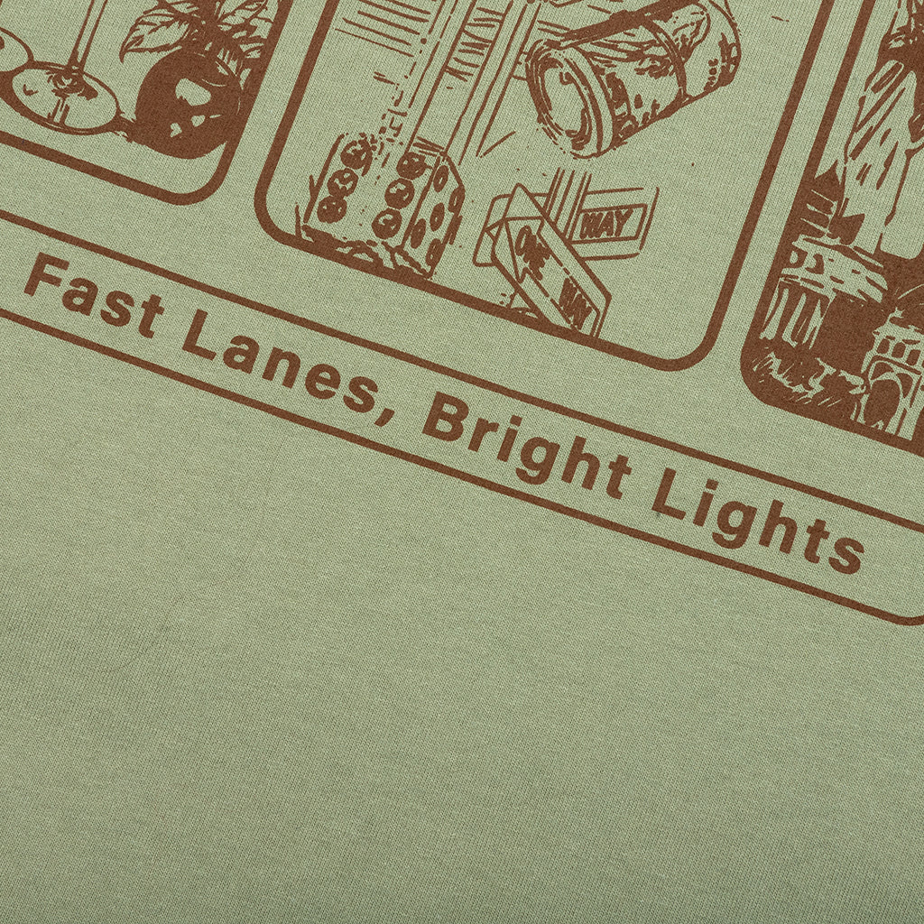 Vegas Racer Comic Tee - Oil Green - DNML