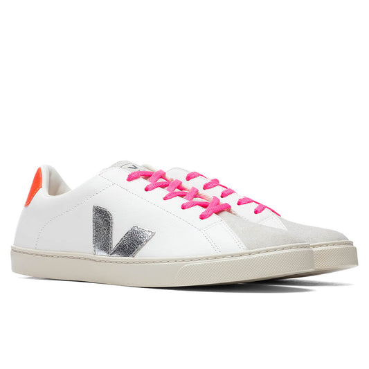 Junior Esplar Laces Chromefree - Extra White/Silver/Orange Fluorescent