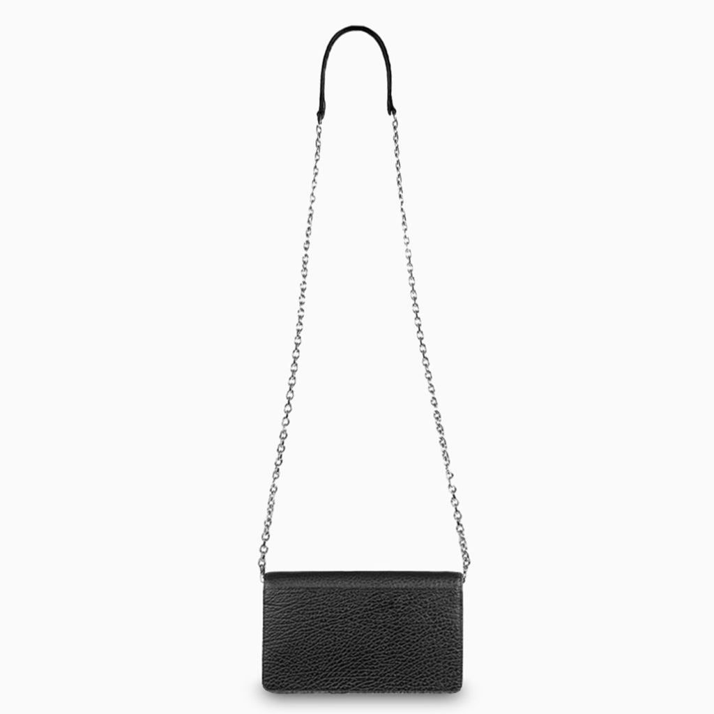 Leather Wallet on Chain Medium - Black