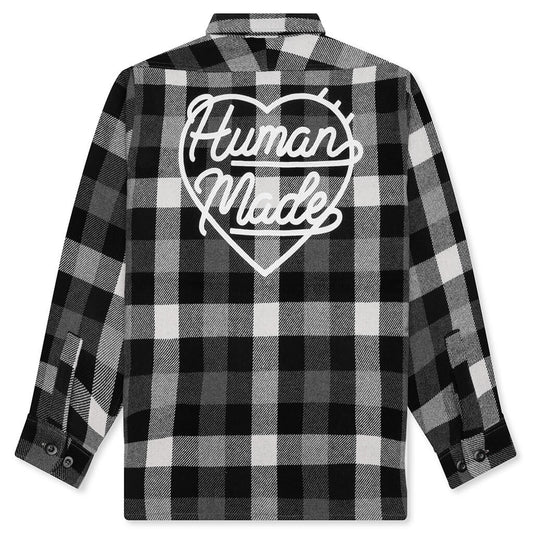 Wool Check Shirt Jacket - Black
