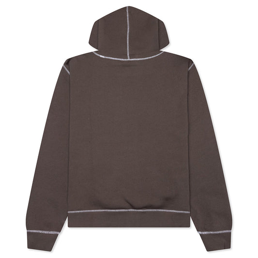 Wordmark Reverse Stitched Hoodie - Brown