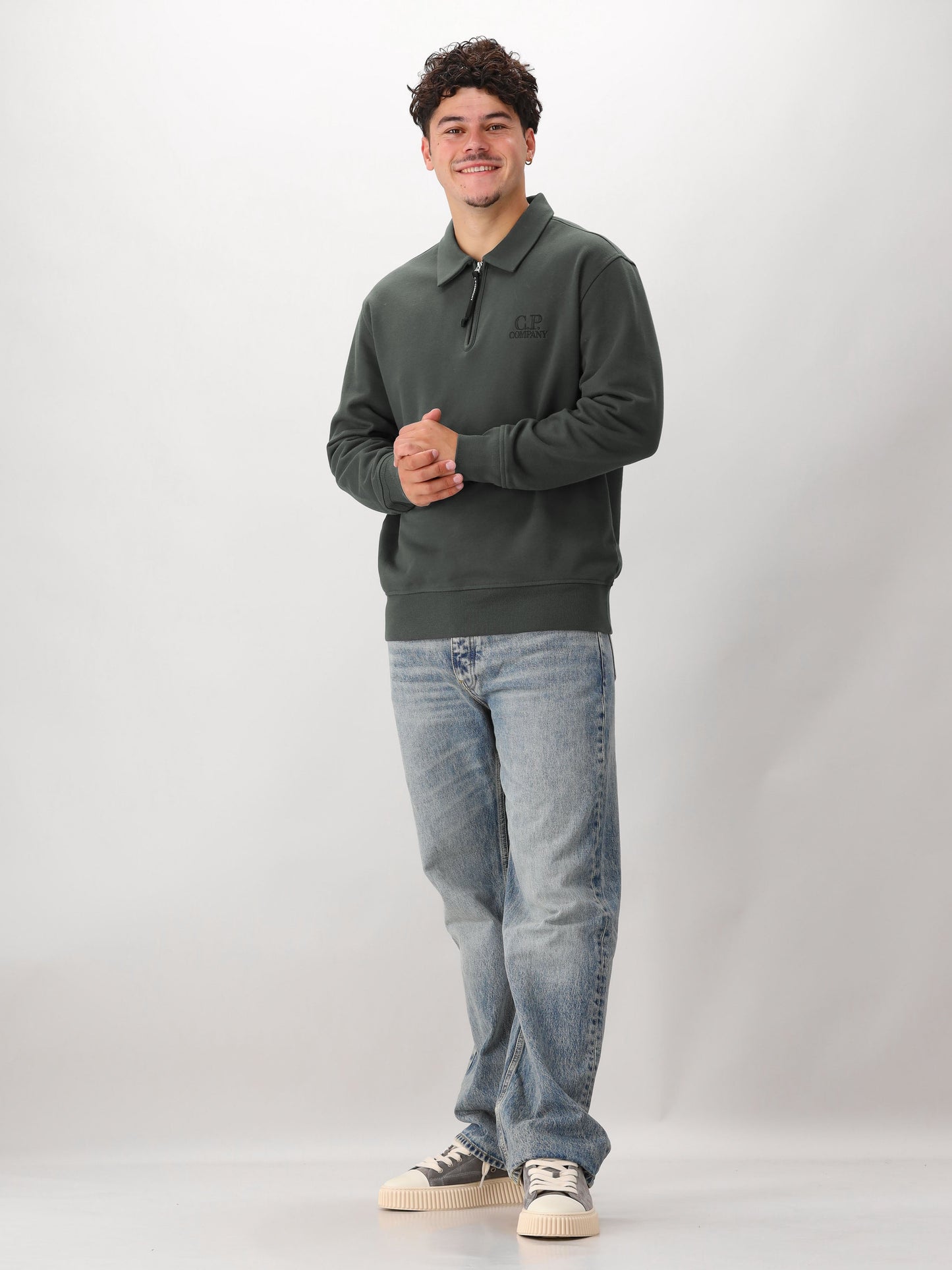 C.P. Company Sweater Grijs Half Zip