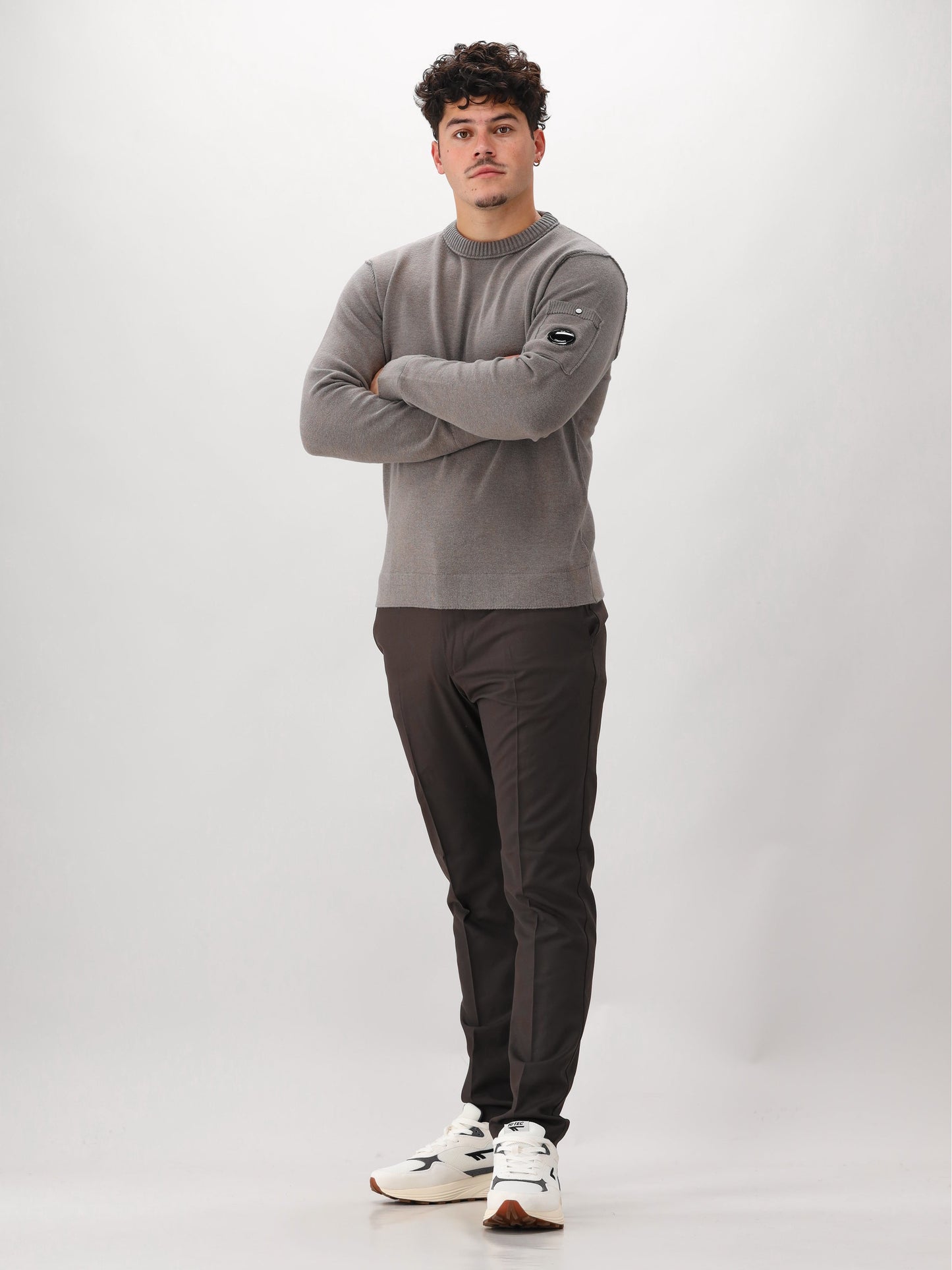 C.P. Company Gebreide Trui Grijs/Bruin
