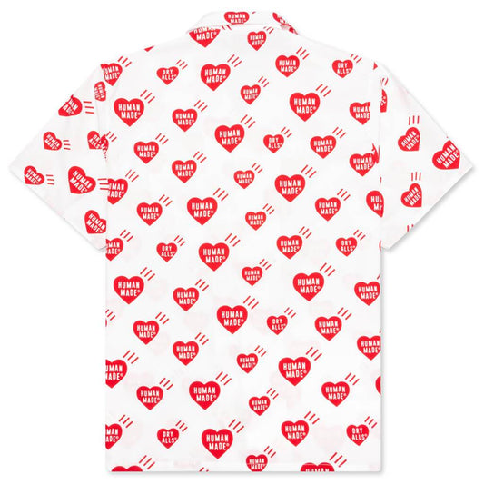 Heart Pattern Aloha Shirt - White
