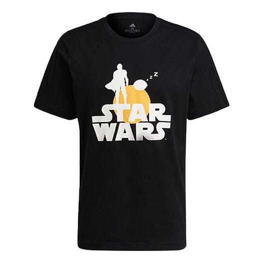 adidas x STAR WARS Crossover M Str Wrs Mnd T Star War Subject Printing Round Neck Short Sleeve Black GS6224