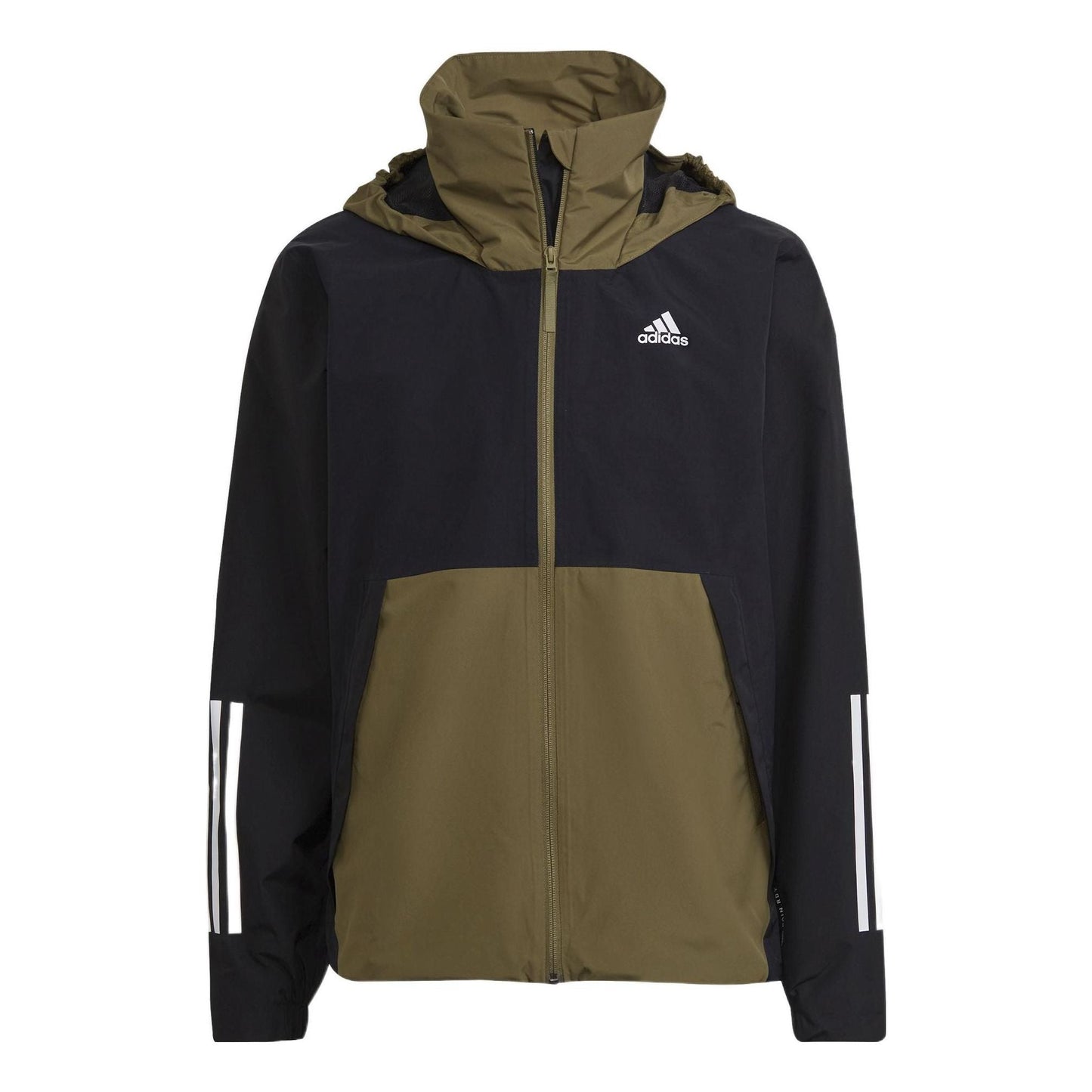adidas BSC 3S R.R JKT Contrast Color Stitching Hooded Jacket Olive Green H65774
