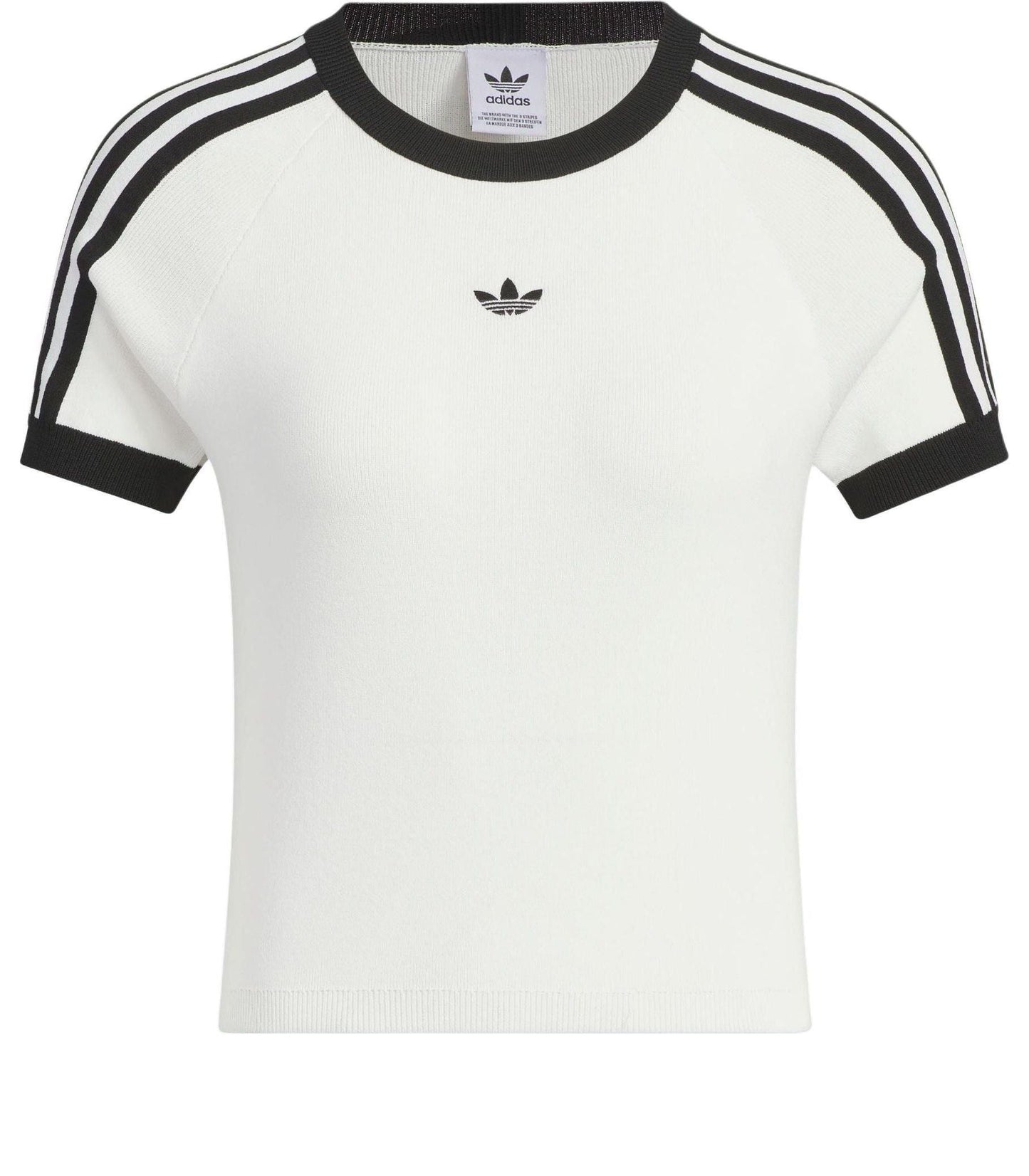 (WMNS) adidas Originals 3-Stripes Graphic Knit T-shirt Asia Sizing 'White Black' JI7049