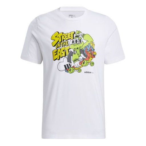 adidas neo M Freye Tee 1 Cartoon Printing Pattern Sports Short Sleeve White GS2588