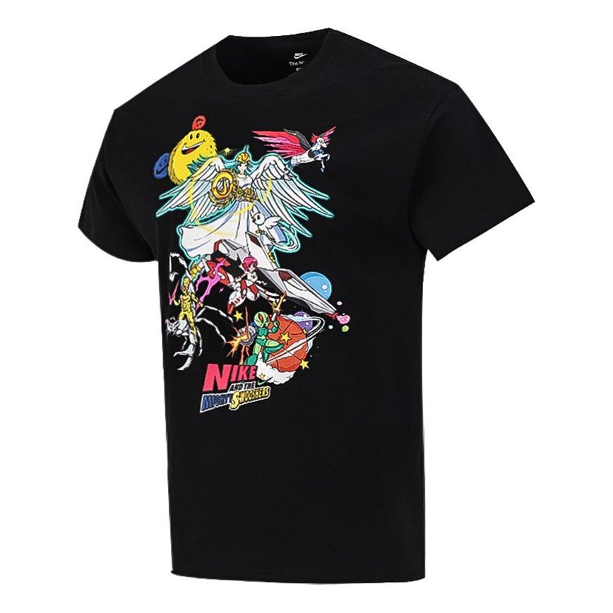 Men's Nike Sports Running Casual Printing Round Neck Short Sleeve Black T-Shirt DM7917-010