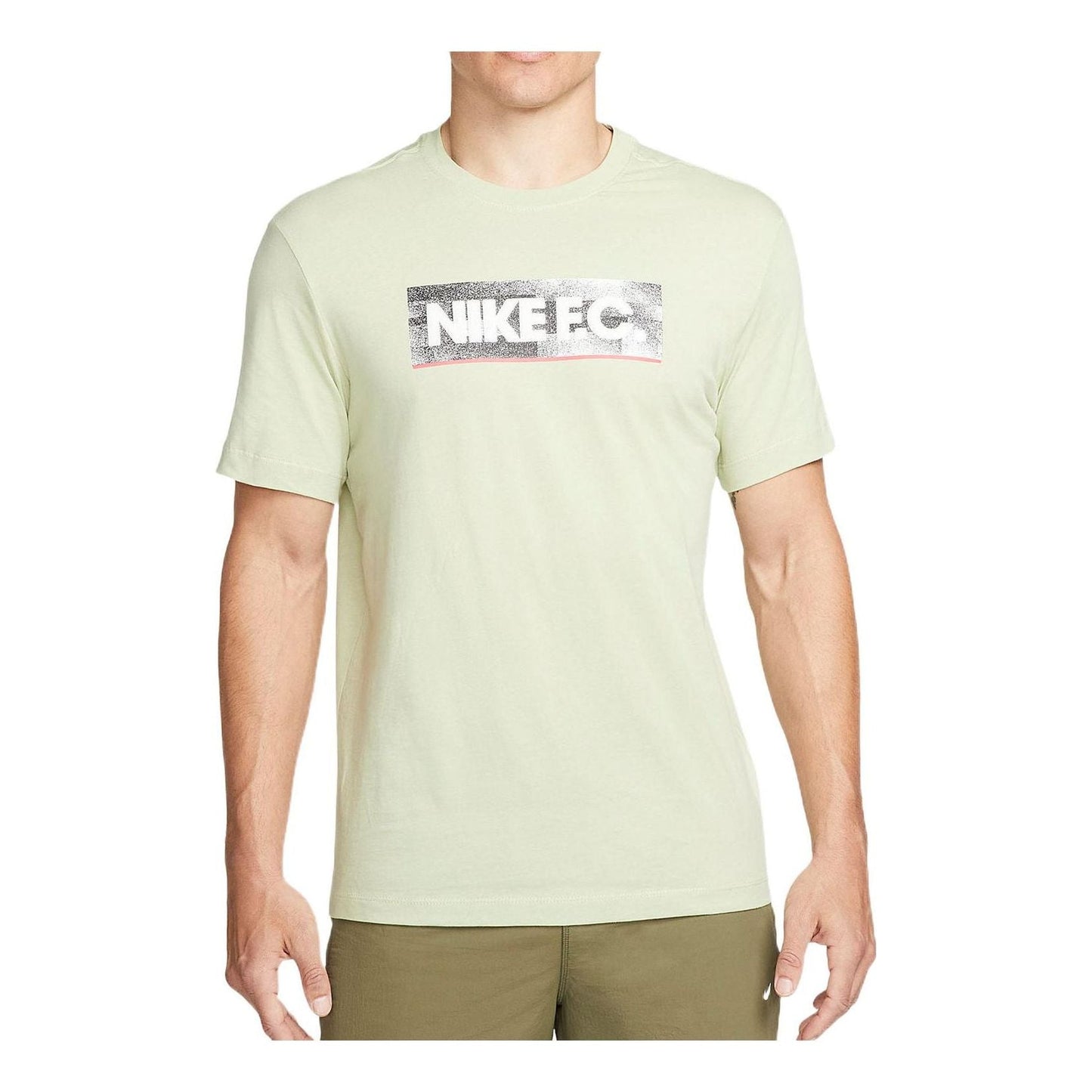 Nike F.C. Logo Printing Solid Color Sports Round Neck Short Sleeve Green DH7445-371
