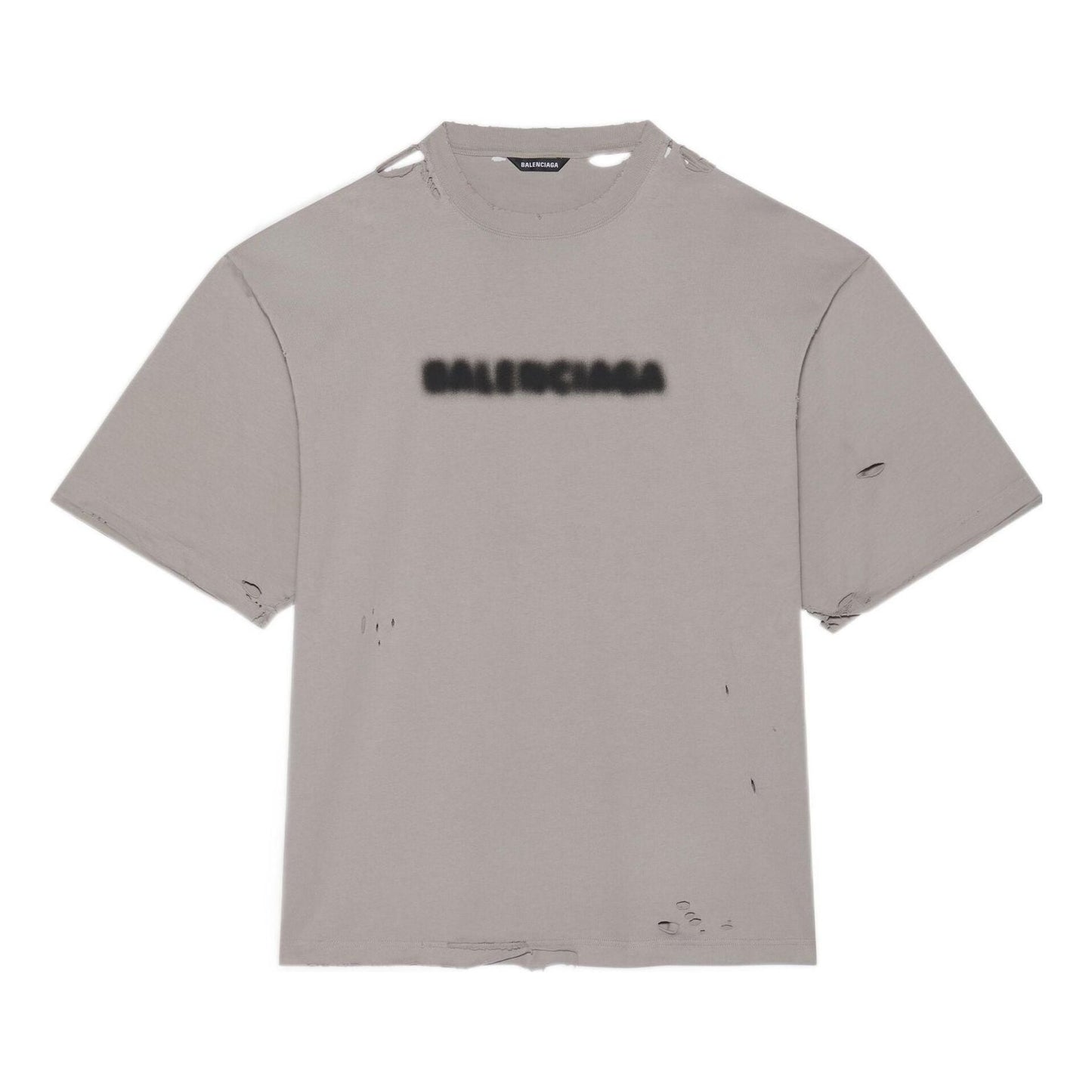 Balenciaga Solid Color Alphabet Printing Hole Round Neck Short Sleeve Unisex Gray 661715TKVD58174