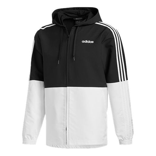 adidas E 3S WB WVN CB Running Training Sports Hooded Jacket Black White FI8169