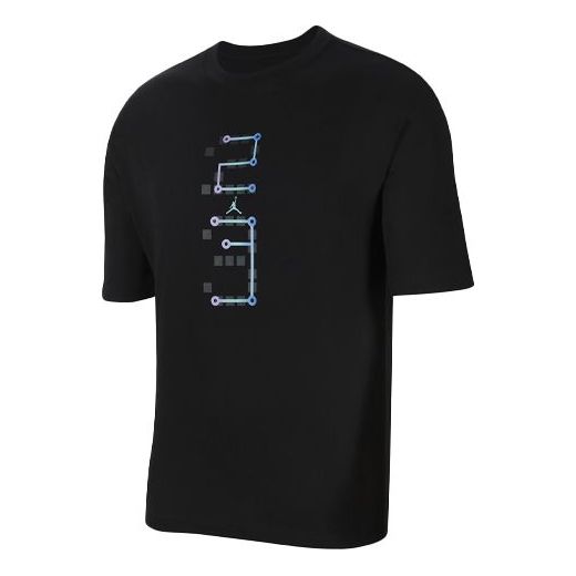 Men's Air Jordan Singles Day Luminous Design Printing Round Neck Short Sleeve Black T-Shirt DN6991-010