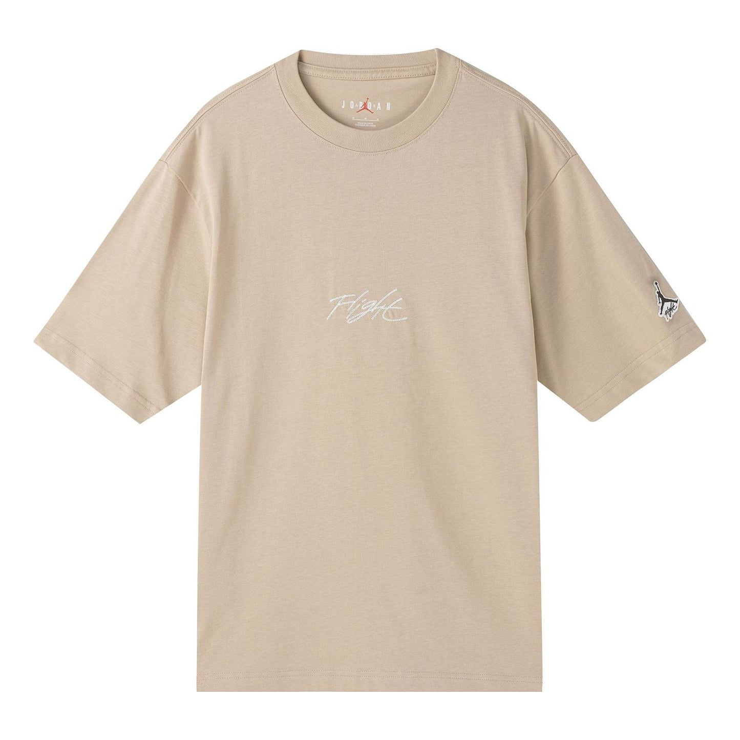 Men's Jordan Flight Essentials Embroidered Logo Sports Round Neck Short Sleeve Apricot Color T-Shirt DA9890-245