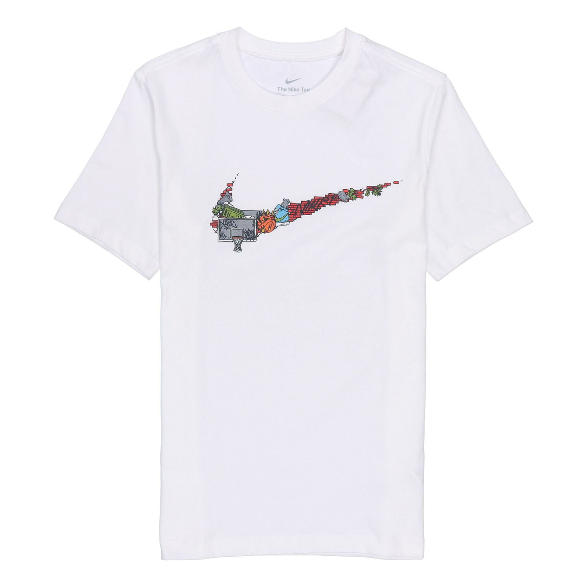 Nike Cartoon Pattern Large Logo Printing Round Neck Casual Short Sleeve White DR1288-100