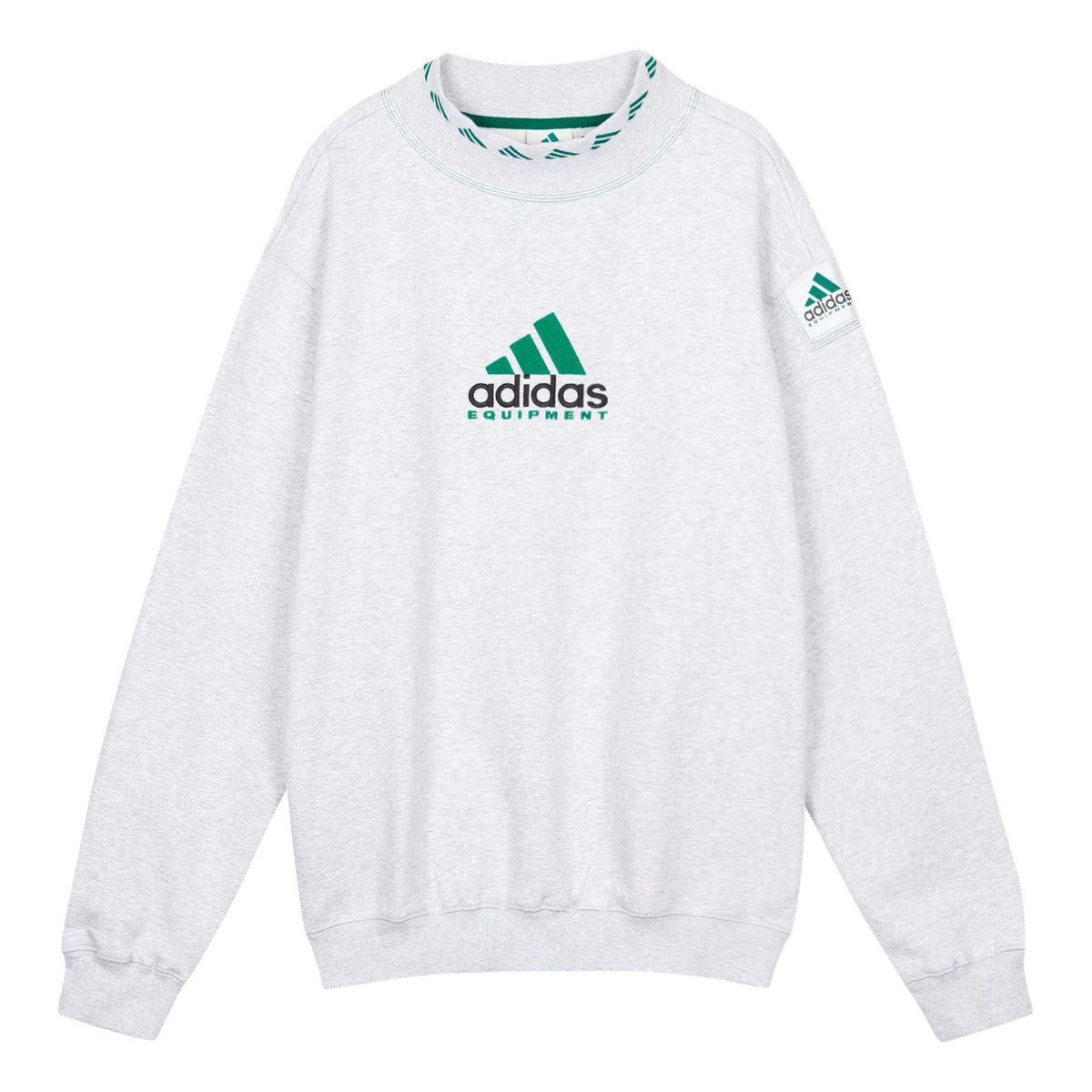Men's adidas originals Eqt Logo Embroidered Sports Round Neck Pullover Gray HG8094