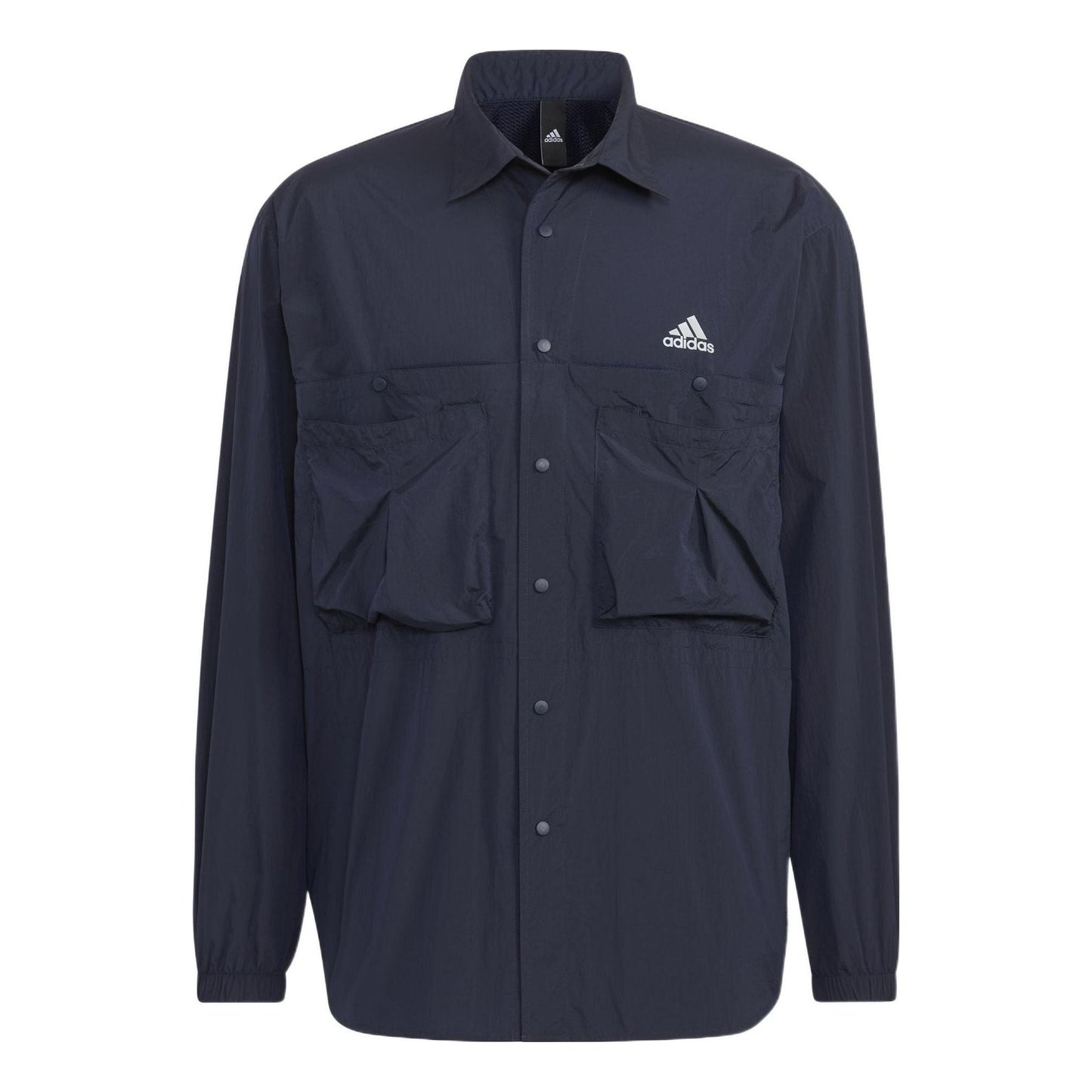 Men's adidas Prsve J Solid Color Sports Cargo Long Sleeves Ink Blue Shirt HD0039
