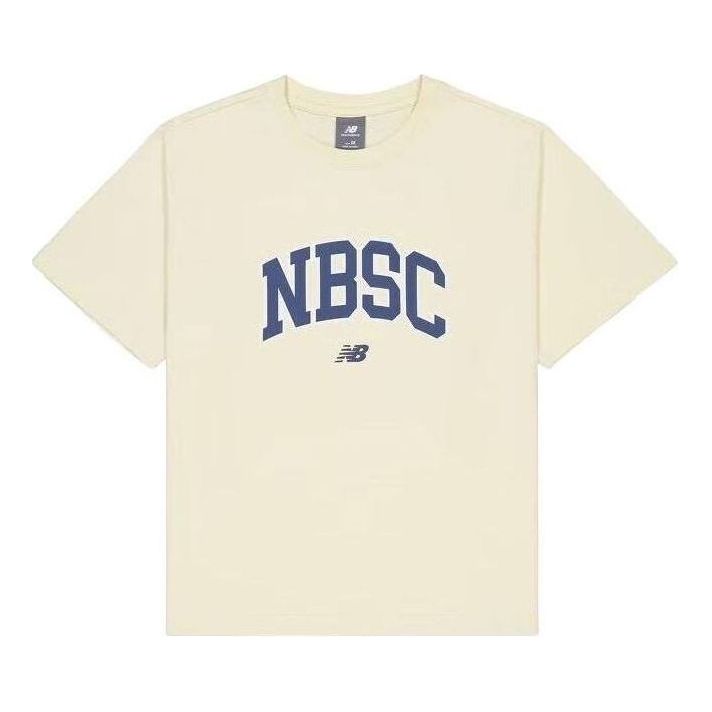 (WMNS) New Balance NBSC Cotton T-shirt Asia Sizing 'Beige Blue' AWT42313-CAU