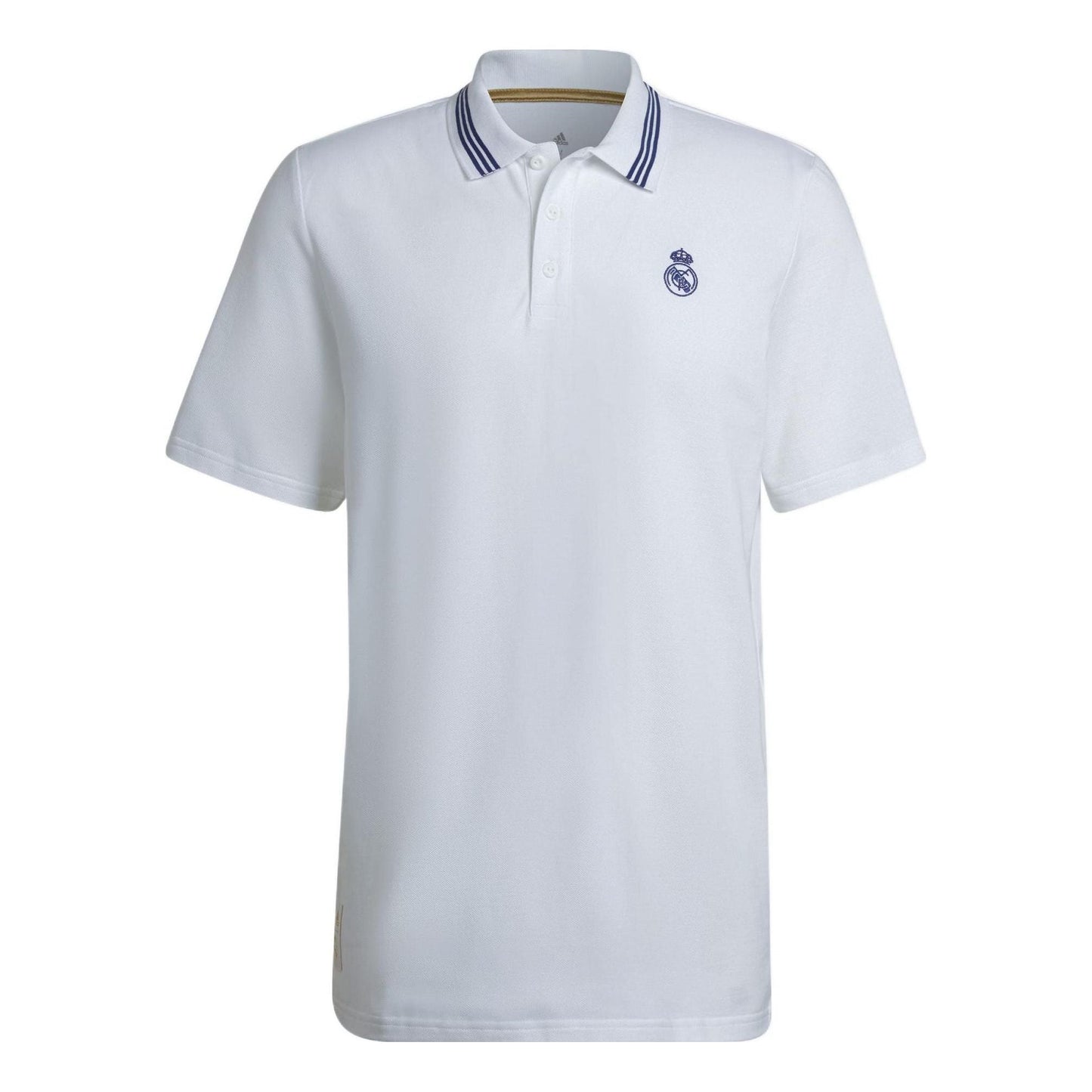 adidas real Madrid Solid Color Stripe Casual Short Sleeve Polo Shirt White H59050