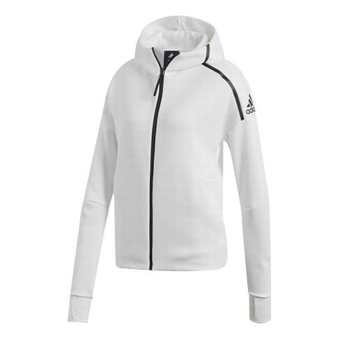 (WMNS) adidas Alphabet Logo Printing Sports Windproof Hooded Jacket White DN8508