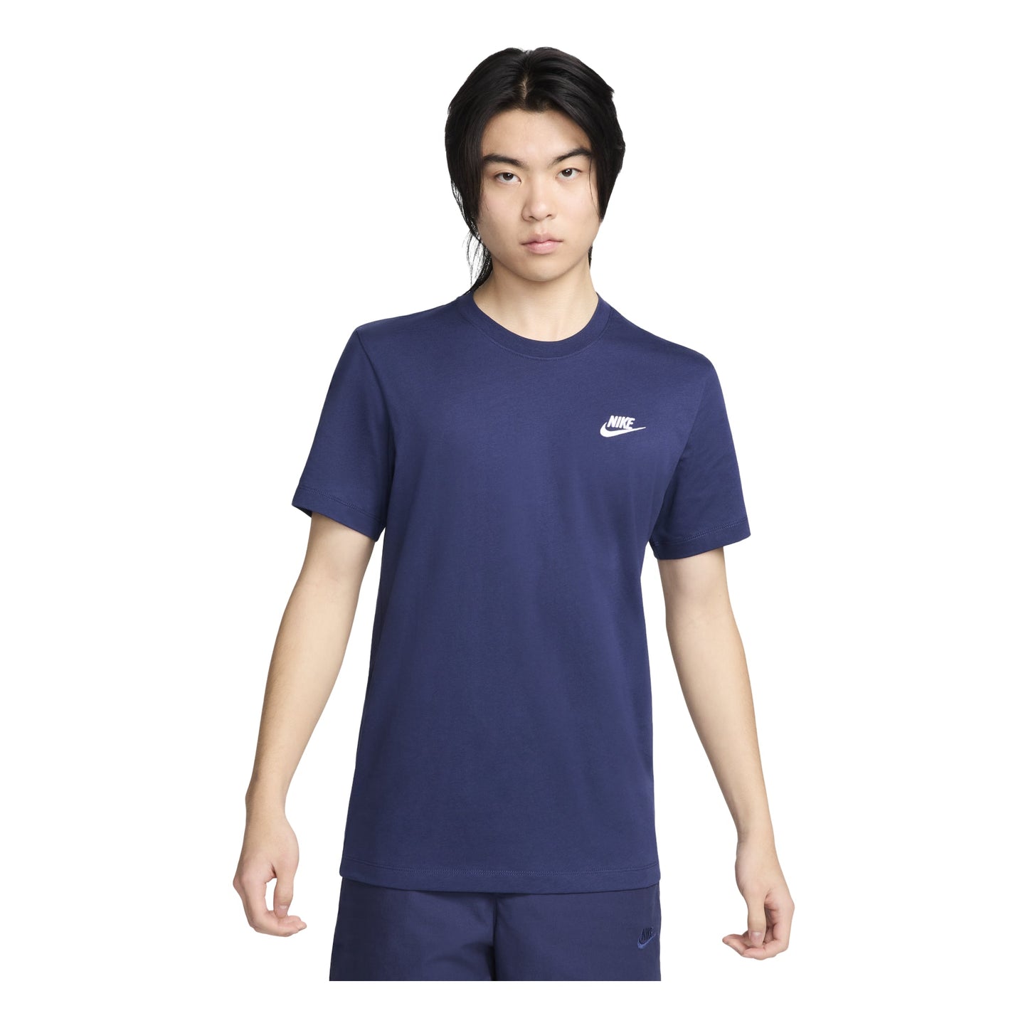 Men's Nike Embroidered Small Round Neck Short Sleeve Deep Navy Blue T-Shirt AR4999-410