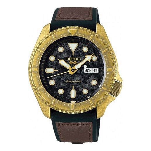 Men's SEIKO No. 5 Series Retro Automatic Mechanical waterproof Watch Black Brown SRPE80K1
