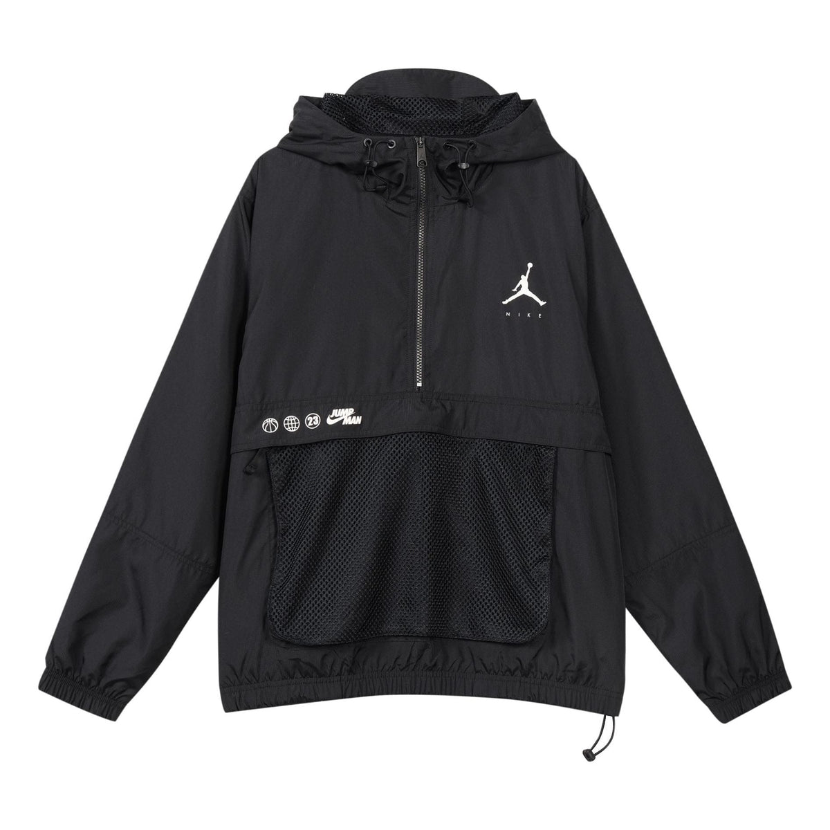Air Jordan Logo Printing Loose Hooded Half Zipper Jacket Asia Sizing 'Black' DJ0247-010